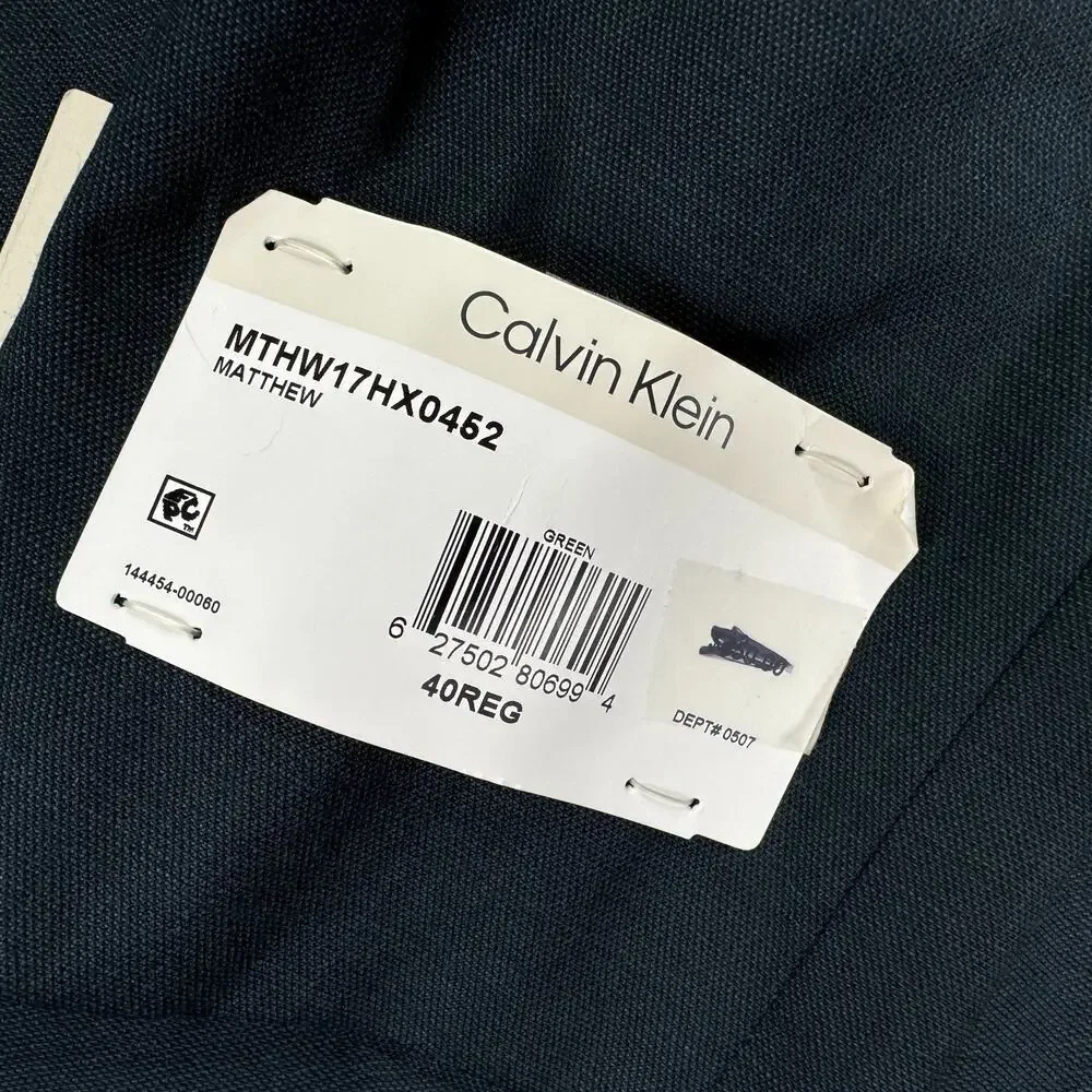 Calvin Klein Mens Matthew Slim Fit Wool Blend Stretch Suit Jacket Green 40R